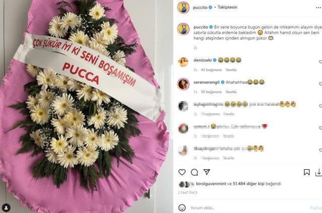 Yazar Pucca, Sevgililer Günü için eski eşine çelenk gönderdi