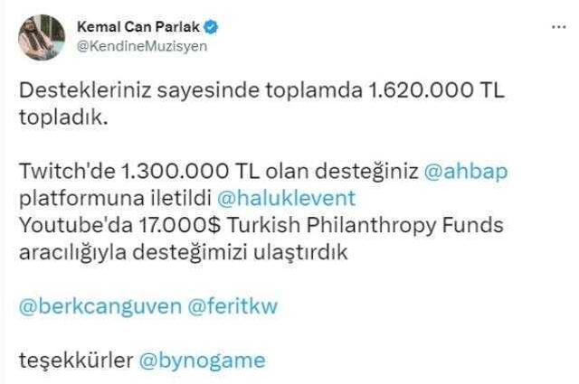 Twitch yayıncılarının depremzedeler için yaptığı bağış yayınında 1,6 milyon TL toplandı