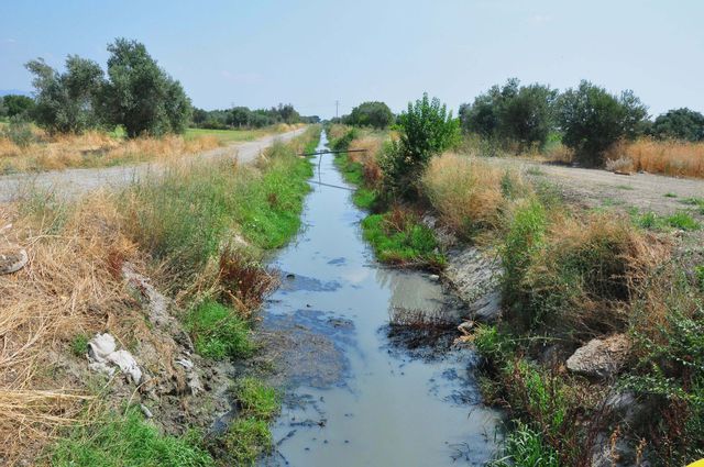 Manisa'da Sanayi Atıkları Sulama Kanalını Maviye Boyadı