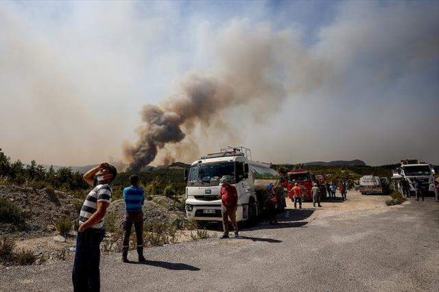 Manavgat'ta rüzgarın etkisiyle alevler 20 metreye kadar yükseldi! Kara yoluna kadar ulaşan yangınla mücadele sürüyor