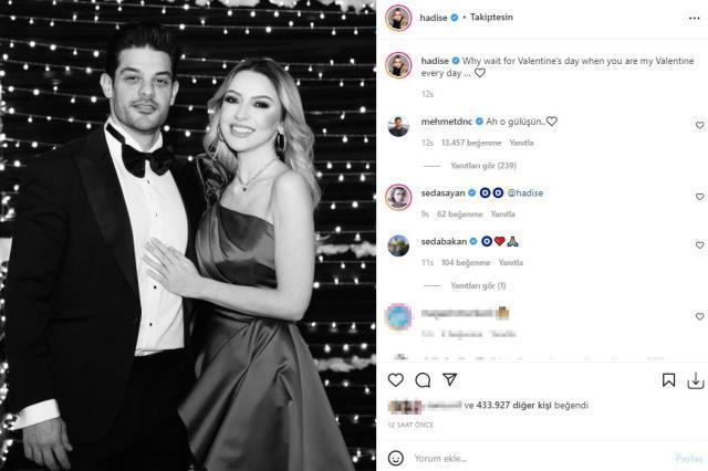 14 Şubat'ı bekleyemeyen Hadise romantik bir paylaşım yaptı, Mehmet Dinçerler'den iltifat gecikmedi