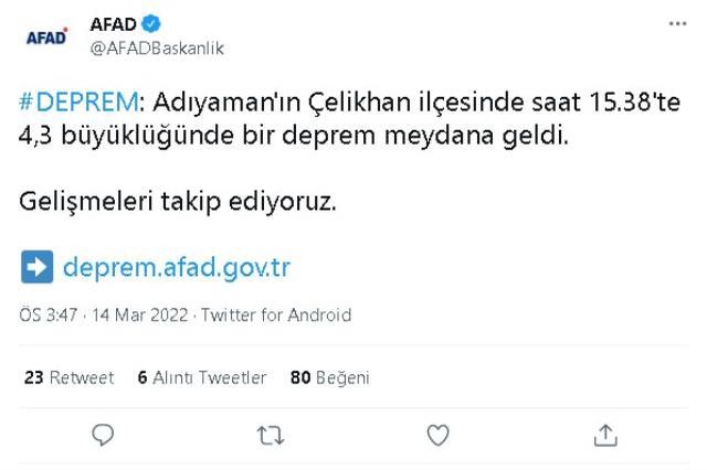 Adıyaman ve Malatya'da deprem mi oldu? 14 Mart Pazartesi nerede deprem oldu? Depremin merkez üssü neresi, hangi ilçe?