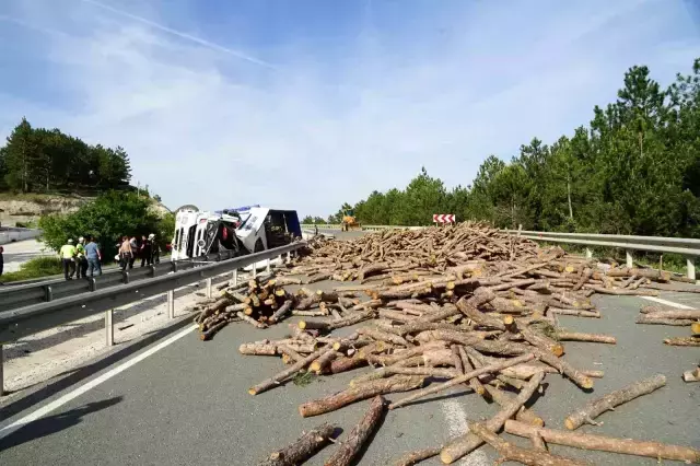 Odun yüklü tır, ok gibi bariyerlere saplandı! Sürücü aracın altında kalarak yaşamını yitirdi