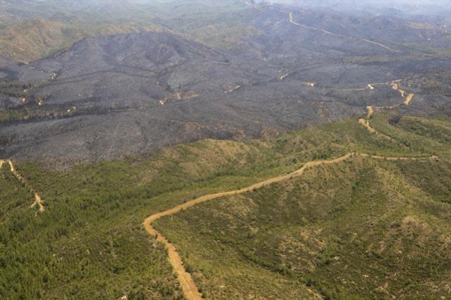 Marmaris'te orman yangının ilk başladığı nokta havadan görüntülendi, manzara yürek yakıyor