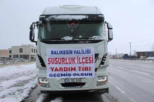 Balıkesir Valiliği koordinasyonunda yardımlar depremzedelere gönderiliyor