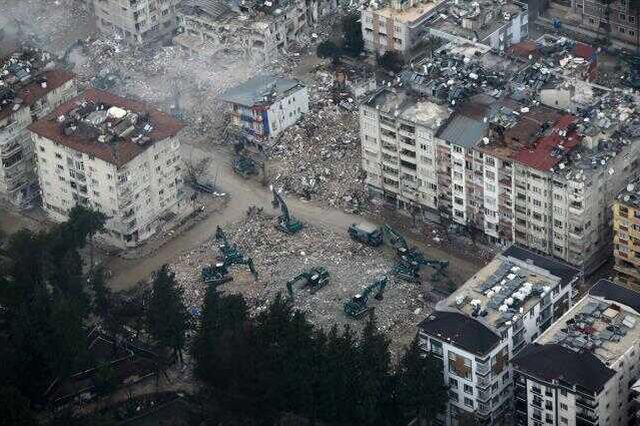 Hatay'da depremin yol açtığı yıkım havadan görüntülendi