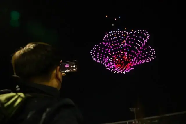 2023 Güney Kore İnsansız Hava Aracı Fuarı'nda Işık Gösterisi