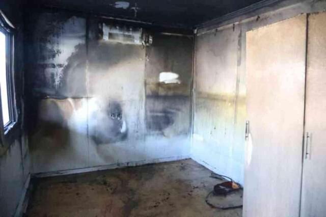 Eşine kızan adam, yaşadıkları konteyneri ateşe verdi