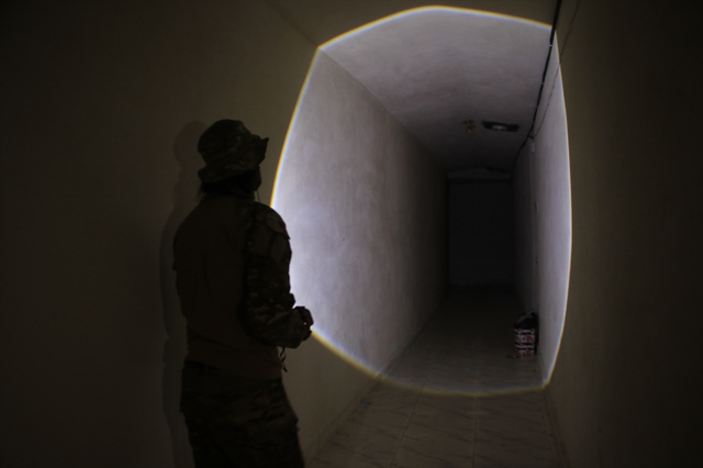 Münbiç'te teröristlerce kullanılan hastanenin altında tünel ağı bulundu