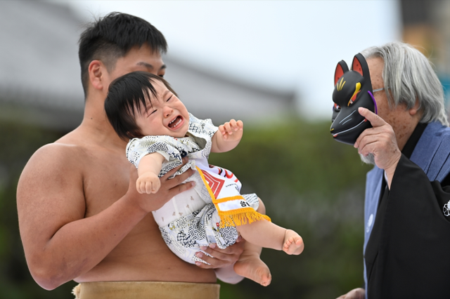 Japonya'da asırlık ilginç gelenek, ilk ağlayan bebek kazandı