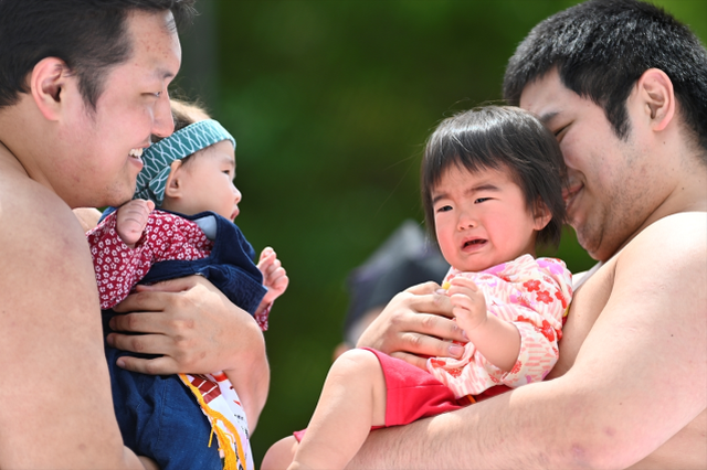 Japonya'da asırlık ilginç gelenek, ilk ağlayan bebek kazandı