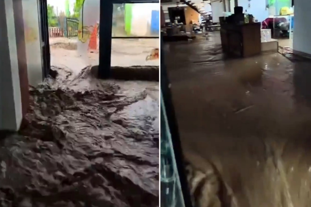 Trabzon'da sel felaketi! Kebapçıyı sular bastı