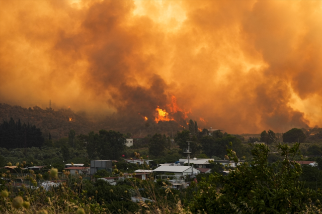 Seferihisar'da alevler evlere yaklaştı! 1 mahalle tahliye edildi