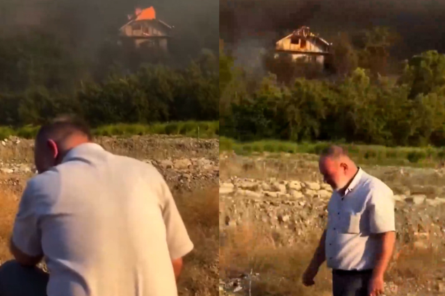 Kelimelerin bittiği an! Şehit babası evinin yanışını böyle izledi