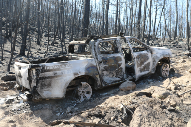 10 orman işçisinin şehit olduğu alan! Araçlar küle dönmüş, yerde sürükleme izleri