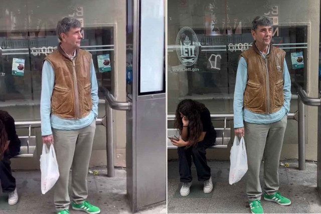 TRT'nin efsane spikeri Korhan Abay yıllar sonra otobüs beklerken görüntülendi