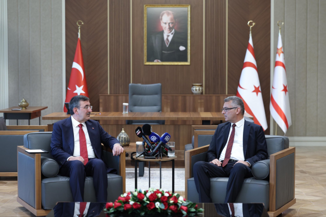 Cumhurbaşkanı Yardımcısı Yılmaz, KKTC Cumhurbaşkanı Erhürman ile bir araya geldi