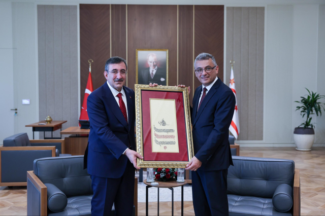 Cumhurbaşkanı Yardımcısı Yılmaz, KKTC Cumhurbaşkanı Erhürman ile bir araya geldi