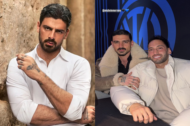 Spor ve sinema yan yana! Hakan Çalhanoğlu ve Michele Morrone'dan İtalya'da Samimi Poz