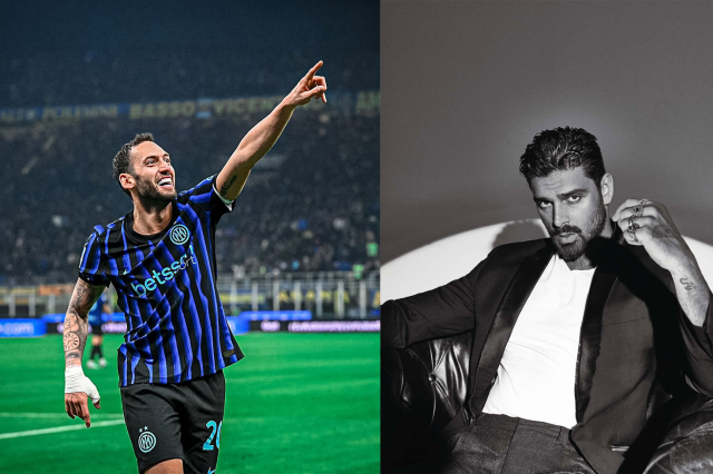 Spor ve sinema yan yana! Hakan Çalhanoğlu ve Michele Morrone'dan İtalya'da Samimi Poz