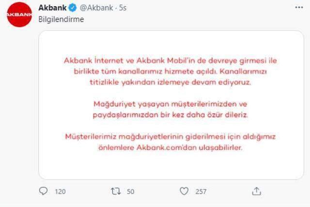 2 gündür binlerce müşterisini mağdur eden Akbank'ta tüm kanallar yeniden hizmete açıldı