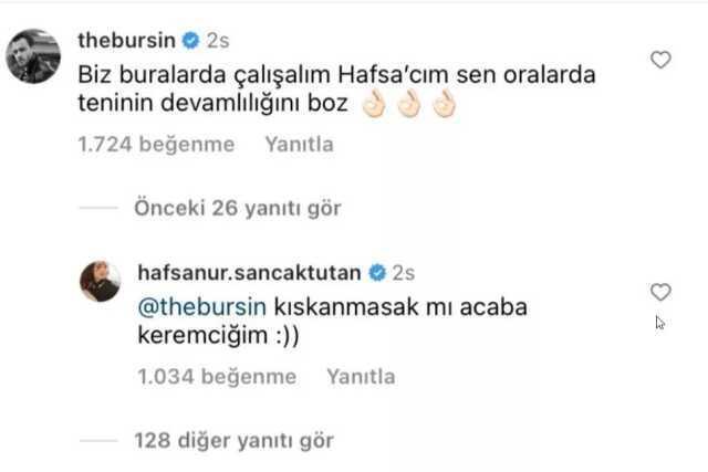 Hafsanur Sancaktutan bikinili pozlarına Kerem Bürsin kayıtsız kalamadı