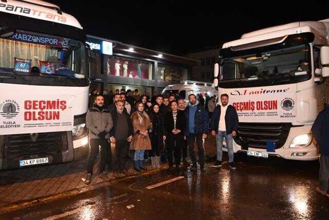 Deprem bölgesine 82 tır yardım gönderen Tuzla Belediyesi'nin seferberliğine Haberler.com da destek verdi