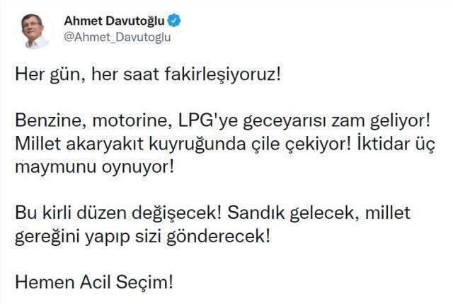 Ahmet Davvutoğlu: Hemen acil seçim!