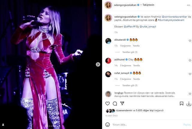 Selen Görgüzel, göğüs ve bacak dekolteli cesur sahne kıyafetiyle Gülşen'i solladı