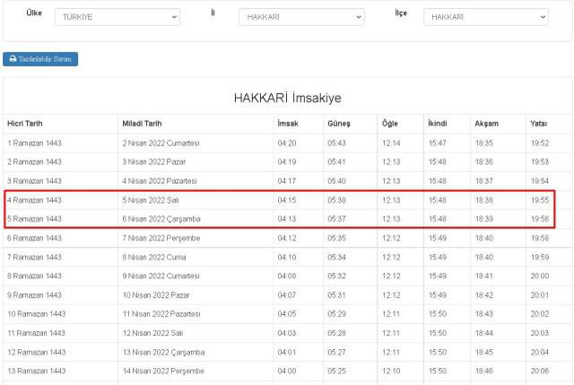 Hakkari İftar ve Sahur vakti! 5-6 Nisan (Salı-Çarşamba) Hakkari sahur ve iftar ne zaman, saat kaçta? 2022 Hakkari imsakiye!