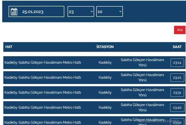 Kadıköy Sabiha Gökçen metro saatleri!