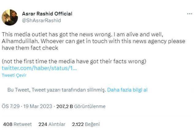 Hadisin doğruluğunu kanıtlamak için fare zehri içen Şeyh Raşid'in öldüğü iddia edildi! Gerçek çok geçmeden anlaşıldı