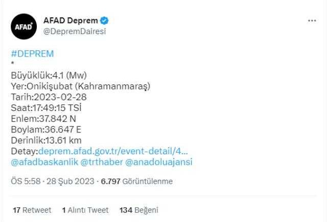 Son Dakika: Kahramanmaraş'ta 10 dakika arayla iki deprem! 4.5 ve 4.1'le sallandı