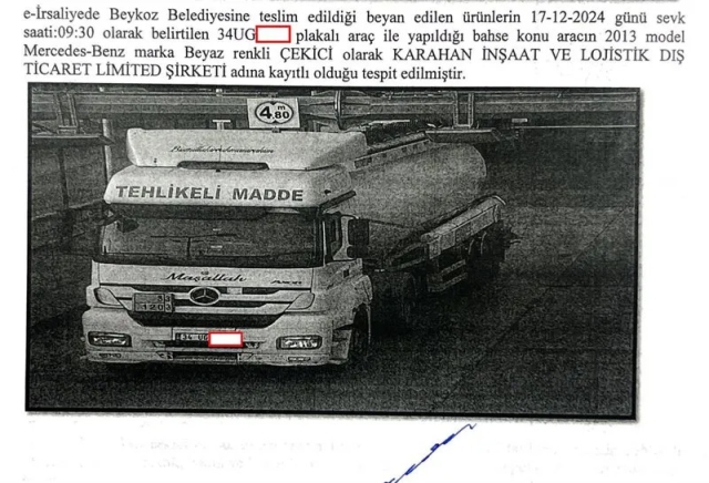 Beykoz Belediyesi'ndeki skandalda yeni perde! Hayali ihalenin sevkiyatı petrol tankeriyle yapılmış