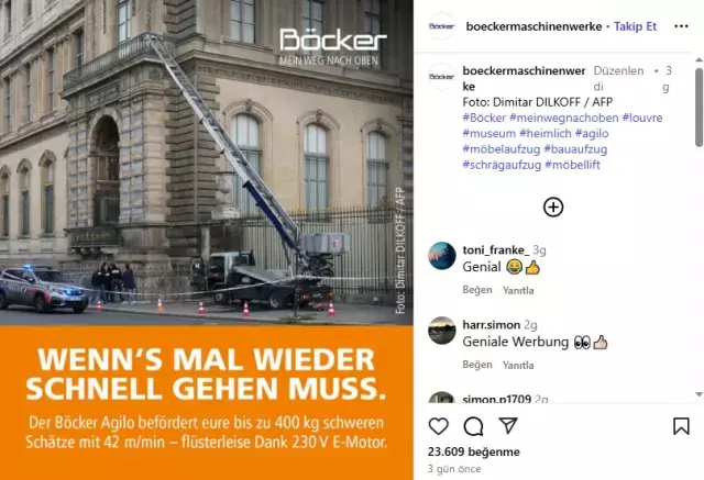 Louvre soygununda kullanıldığı bildirilen vinç