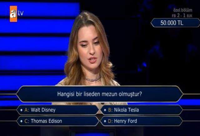 (Hangisi bir liseden mezun olmuştur?) Kim Milyoner Olmak İster 19 Aralık Sorusu Cevabı Nedir? Kim Milyoner Olmak İster 50 Bin TL'lik soru!