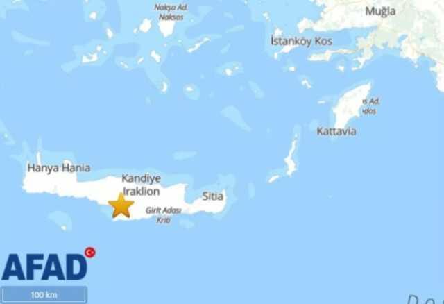 Girit Adası'nda 5.1 büyüklüğünde deprem meydana geldi