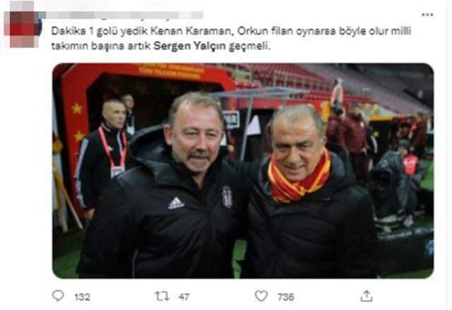 Şenol Güneş'in istifasını, Sergen Yalçın'ın Milli Takım'ın başına geçmesini istiyor