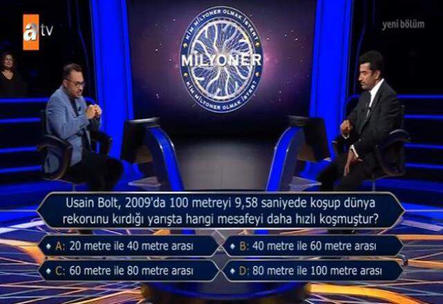 (Usain Bolt, 2009'da 100 metreyi 9,58 saniyede...) Kim Milyoner Olmak İster 31 Ekim Sorusu Cevabı Nedir? Kim Milyoner Olmak İster 100 Bin TL'lik soru!