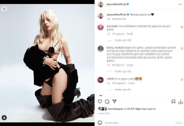 Gülşen'e özenen Aleyna Tilki, sadece göğüs ucunu kapattığı kıyafetiyle poz verdi