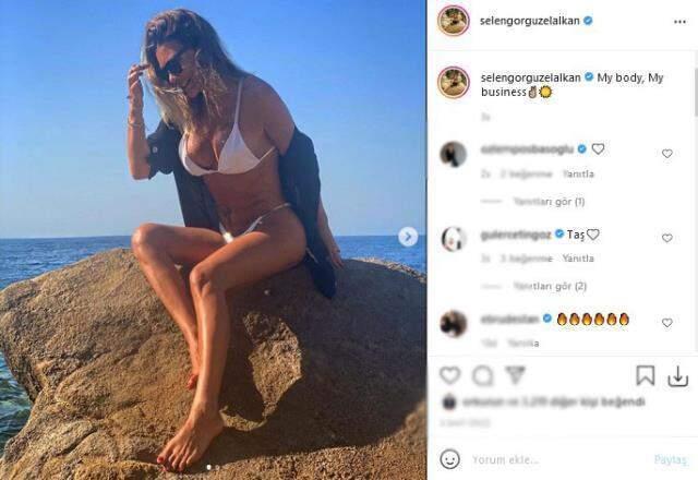 42 yaşındaki Selen Görgüzel, bikinili pozuyla gençlere meydan okudu