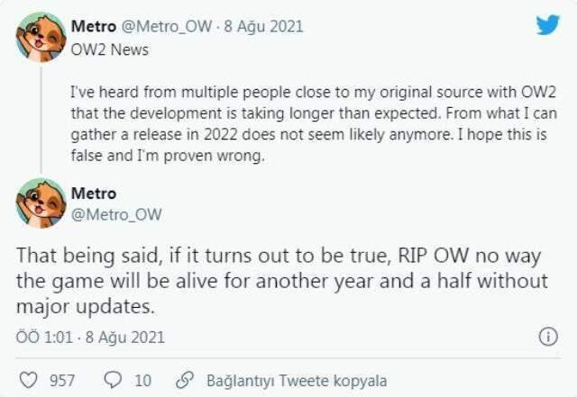 Overwatch 2'nin, 2023'e kadar çıkmayacağı iddia ediliyor!