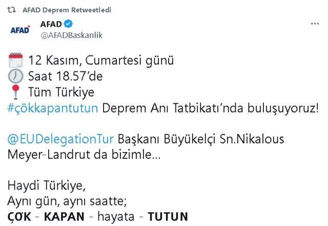 Deprem tatbikatı ne zaman, saat kaçta, hangi gün? 12 Kasım AFAD Deprem tatbikatı ne zaman yapılacak, saat kaçta başlıyor?