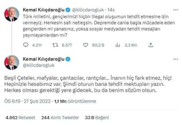 Kılıçdaroğlu'ndan Alaattin Çakıcı'nın 'Hükümet istifa' sloganı atan taraftarlara yönelik sözlerine tepki