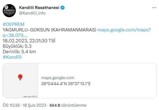 Son Dakika: Depremin merkez üssü Kahramanmaraş'ta 5.1 büyüklüğünde artçı sarsıntı meydana geldi
