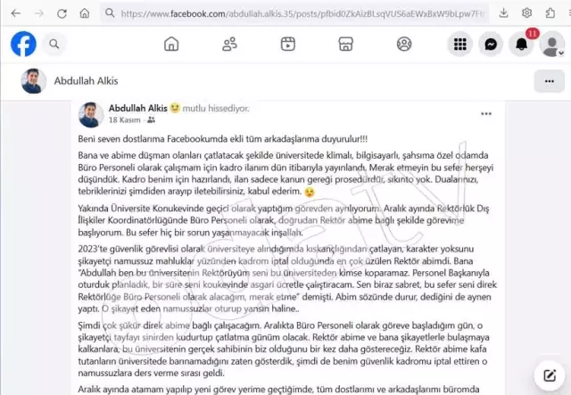 Rektör kardeşinden tartışma yaratan 'kadro' paylaşımı: Klimalı odam hazır, çatlayın