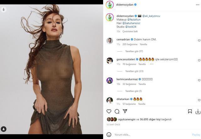 İçine hiç bir şey giymedi! Transparan elbisesiyle poz veren Didem Soydan, ağızları açık bıraktı