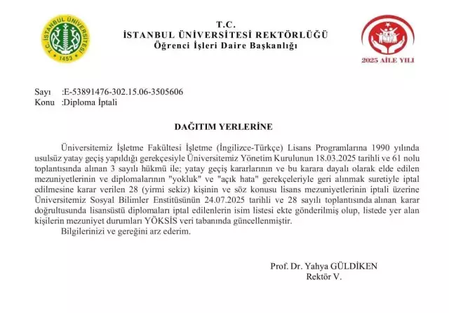 İmamoğlu ve 27 kişinin diplomaları YÖKSİS'ten silindi