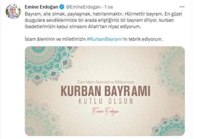 Emine Erdoğan'dan Kurban Bayramı mesajı Açıklaması