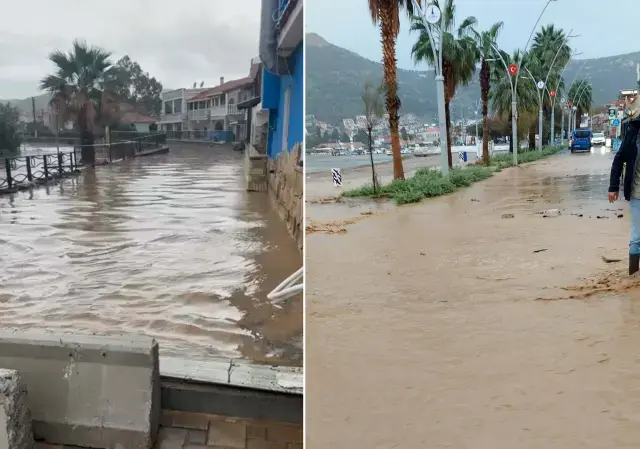 Pazar esnafının yağış sırasında tezgâhlarını koruma çabası